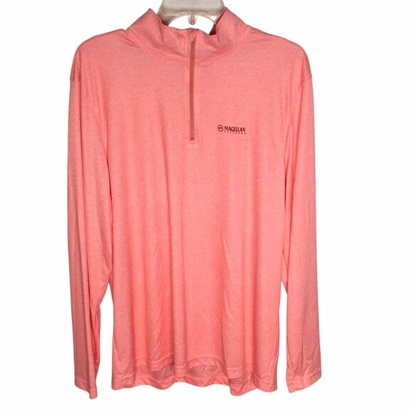 Magellan Mens Heather 1/4 Zip Classic Fit Peach Fishing Gear Outdoor XL Wicking - Picture 1 of 12